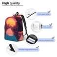 thumbnail image 3 of Disketp Neon Sunset Cyberpunk Cityscape print Canvas Backpack Lightweight Travel Daypack Student Rucksack Laptop Backpack-Small, 3 of 5