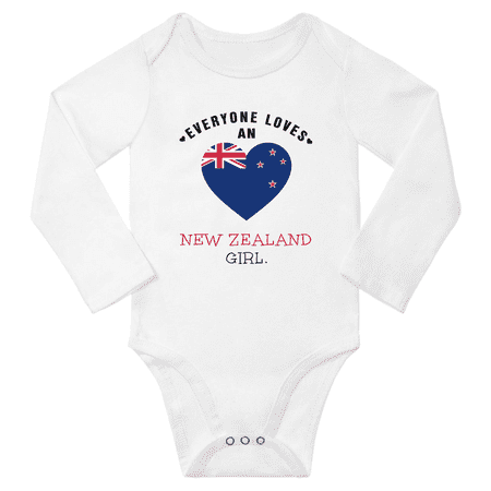 

Everyone Loves An New Zealand Girl Baby Long Slevve Bodysuit Outfits (White 6-12 Months)