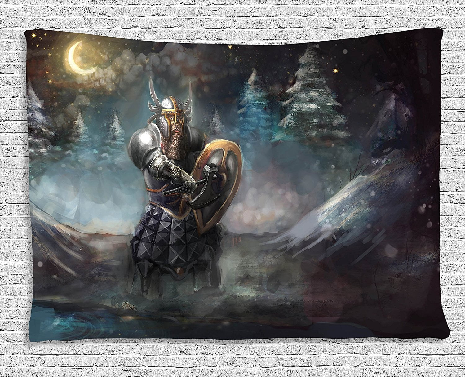 Fantasy Tapestry by , Medival Dwarf Knight in Gothic Shield at Battle