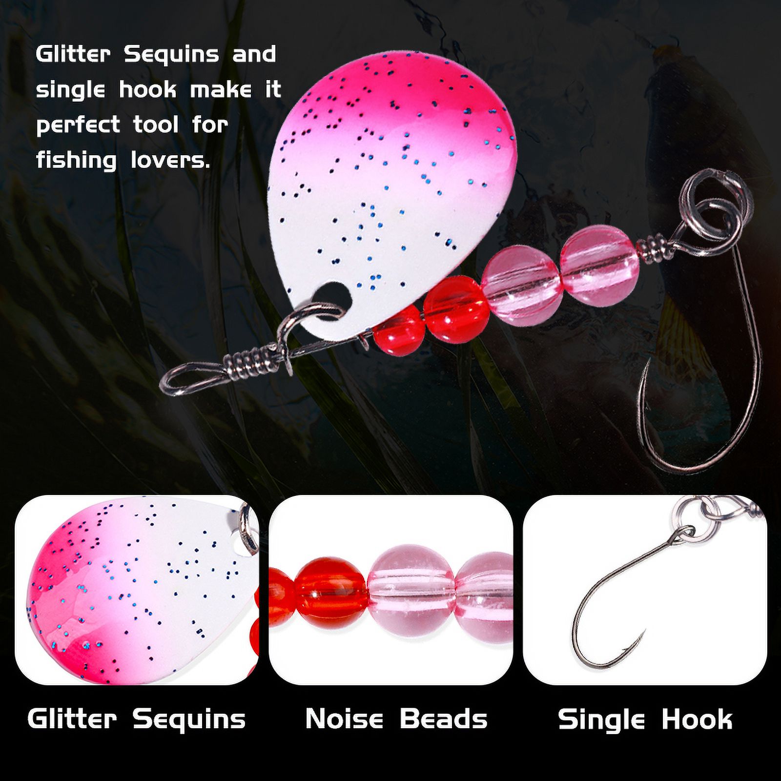 Fishing Lures Spinnerbaits, HENGJIA 15PCS Fishing Lure,Trout Bass Spinner Lures with Sharp Hook for Freshwater Fishing, 2.6in/0.08oz
