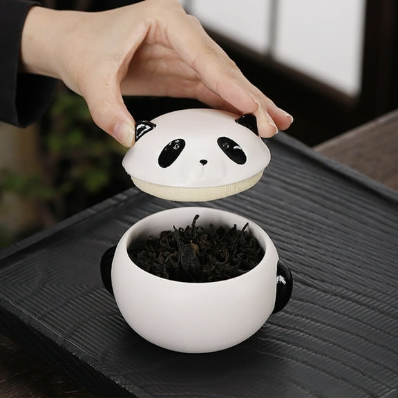 WHAMVOX Panda Ceramic Tea Canister Cute Candy Jar Animal Shaped Food Storage Jar For Cookies Candy Snacks Crackers Chips