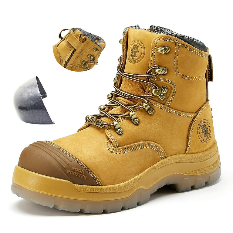 Rockrooster Men s 7 In. Wheat Zip sided Steel Toe Anti Static Work Boots AK232Z US 9 for Adult Walmart