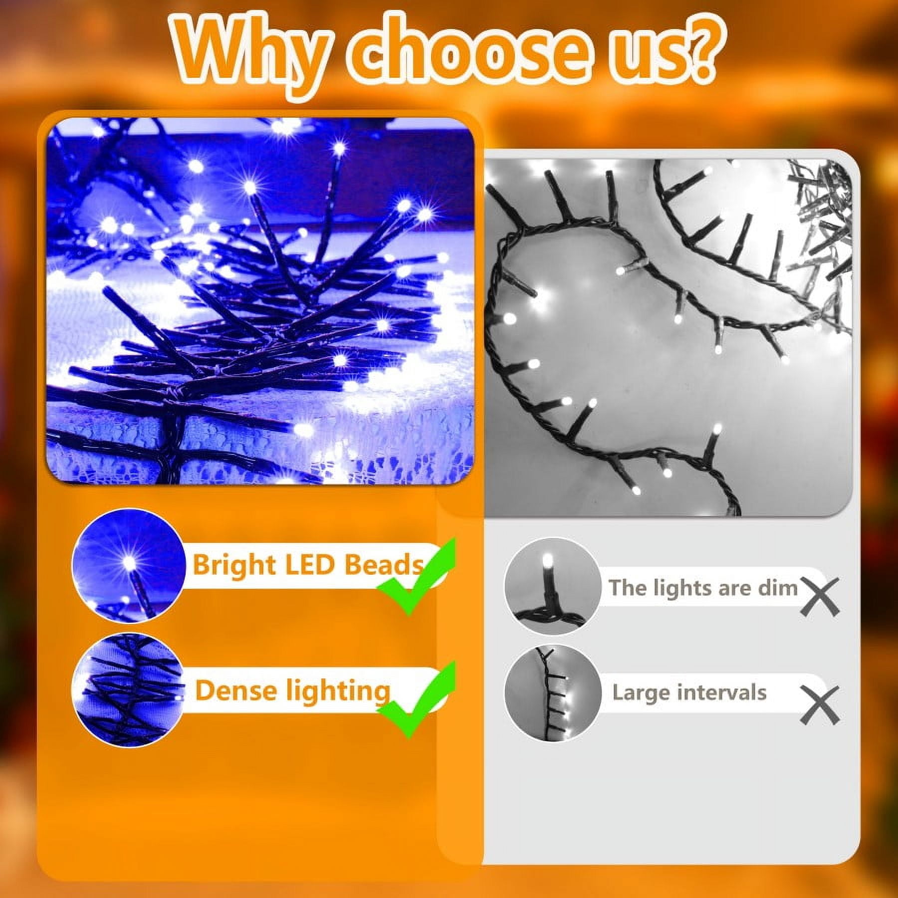 750 LED String Lights Cluster Lights - 41ft Blue Green Wire Outdoor Waterproof Lights, Plug in Indoor String Lights with 8 Modes & Timer Memory for Xmas, Christmas Tree