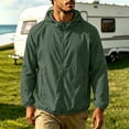 thumbnail image 2 of Men's Packable Rain Jacket Lightweight Waterproof Raincoat Windbreaker with Hood and 2 Zip Pocket for Outdoor Travel Hiking Cycling Army Green, 2 of 9