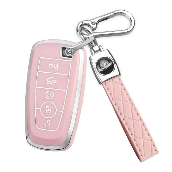 For Ford Key Fob Cover with Keychain, Soft TPU Key Case Shell Full Protection for Ford Explorer Fusion Escape Edge Expedition F150 F250 F350 F450 F550 Maverick Mustang