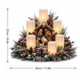 thumbnail image 2 of Christmas Flameless Candle Centerpiece Wreath with LED Flickering Pillar Lights Pine Cones Berries Nativity Scene Figurine for Dining Table Mantle Festival Holiday Home Indoor Room Decor Display, 2 of 6