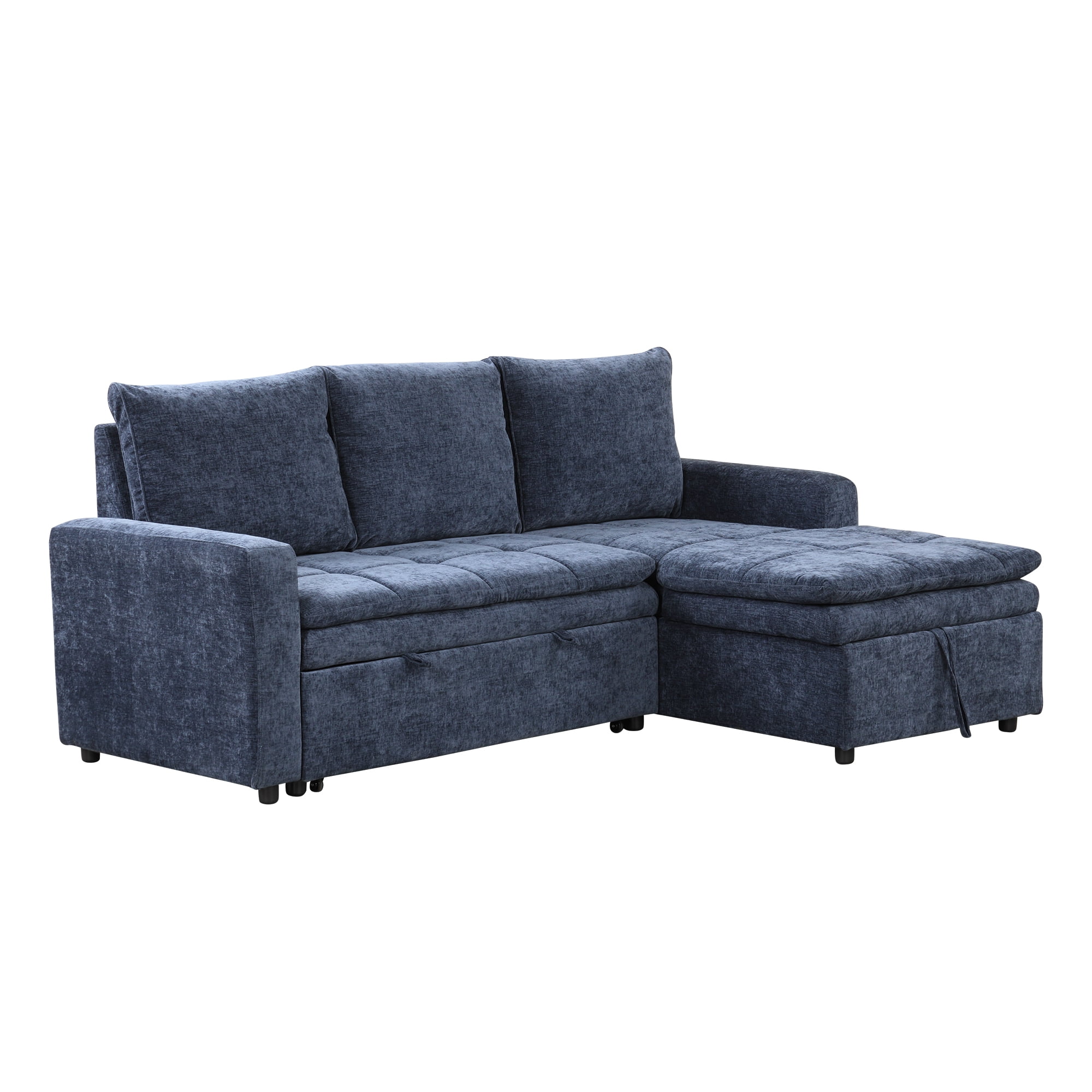 Euroco Soft Upholstered Sectional Sofa Bed with Storage Space, Suitable for Living Rooms and Apartments
