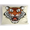 thumbnail image 1 of Tiger Pillow Sham Angry Ready to Attack Beast with Sharp Fangs Jungle Animal Detailed Face of Hunter, Decorative Standard Queen Size Printed Pillowcase, 30 X 20 Inches, Orange Black, by Ambesonne, 1 of 2