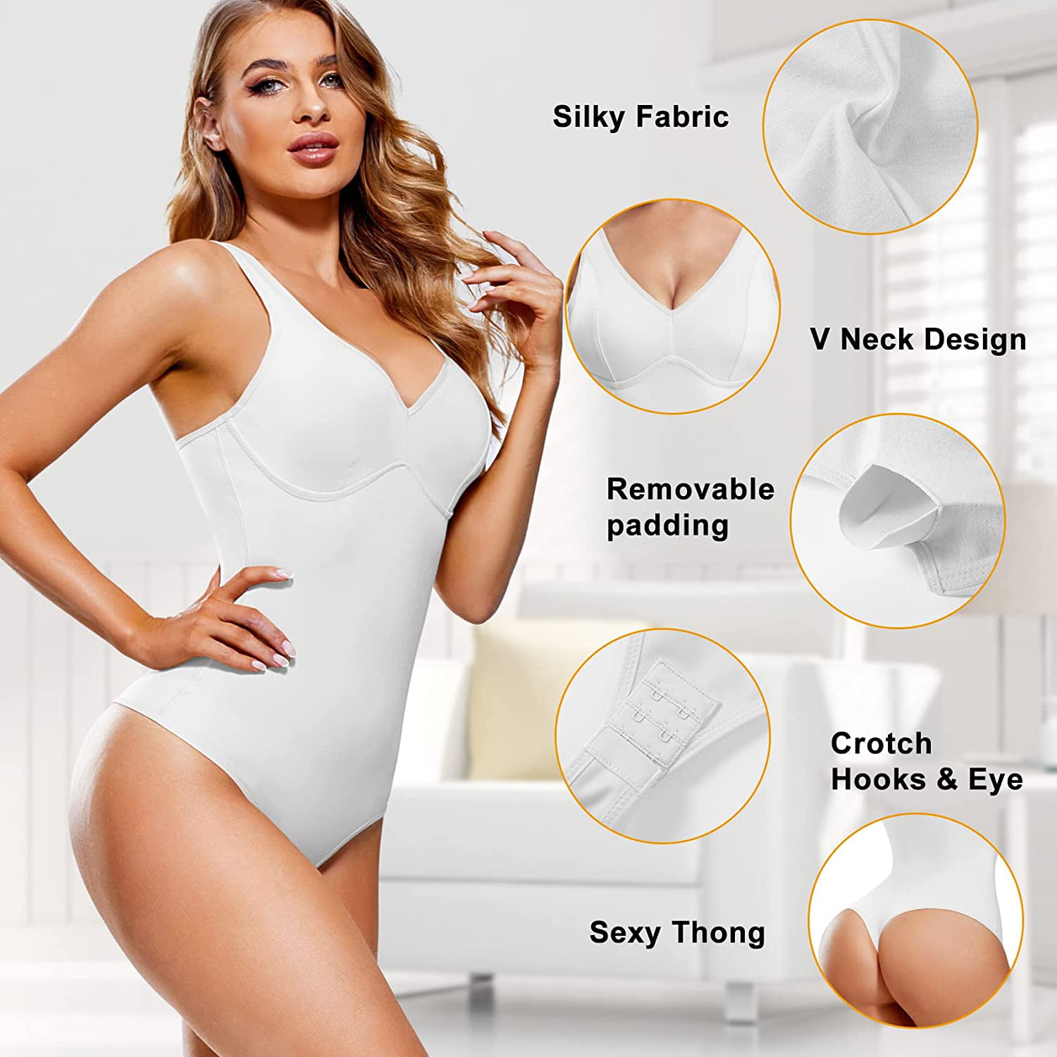 Gotoly Lace Bodysuit for Women Tummy Control Thong Shapewear Waist Trainer  tops Backless Body Shaper Halter Neck Built In Bra at  Women's  Clothing store