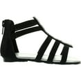 thumbnail image 2 of LITTLE ANGEL DANI-822 Toddler's Strappy Rhinestone Back Zipper Flat Sandal Shoes, Black, 5, 2 of 4