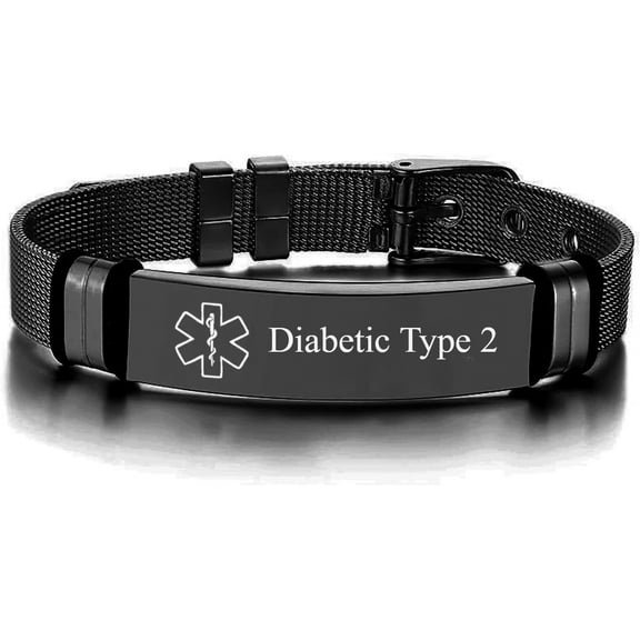 Magnetia Personalized Medical Alert Bracelets for Men Women Mesh Emergency Medical ID Wristband, 5.9"-8.2"