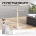 thumbnail image 4 of KES Free Standing Towel Rack with Marble Base, 2-Tier Towel Stand for Bathroom Floor, Upgrade Steady Design, Towel Drying Rack, SUS304 Stainless Steel, Brushed Gold, WMBTR003BZ, 4 of 10