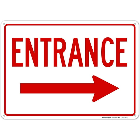 Metal Sign Right Arrow Entrance Sign Engineer Grade Rust Free, Weather/Fade Resistant, UV Protected, Easy to Mount, 8 X 12 Inch