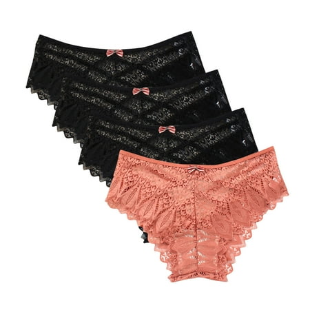 Boyshorts Panties for Women 4pc Panties for Women Lace Thong Lace Breathable Underwear Scallop Thongs Ladies Plus Size Underpant Briefs Womens Boy Shorts Underwear Cotton Orange 3XL