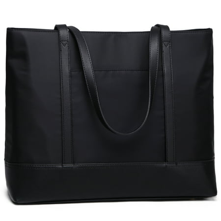 Laptop Tote Bag for Women, POPPY Large Capacity Work Bag Waterproof Nylon Fits 15.6 In, (Best Black Work Tote)