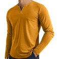 thumbnail image 2 of Mens Long Sleeve Henley Shirt Soft Polyester Moisture Wicking UPF 80+ Casual Basic Tee Ginger L, 2 of 5