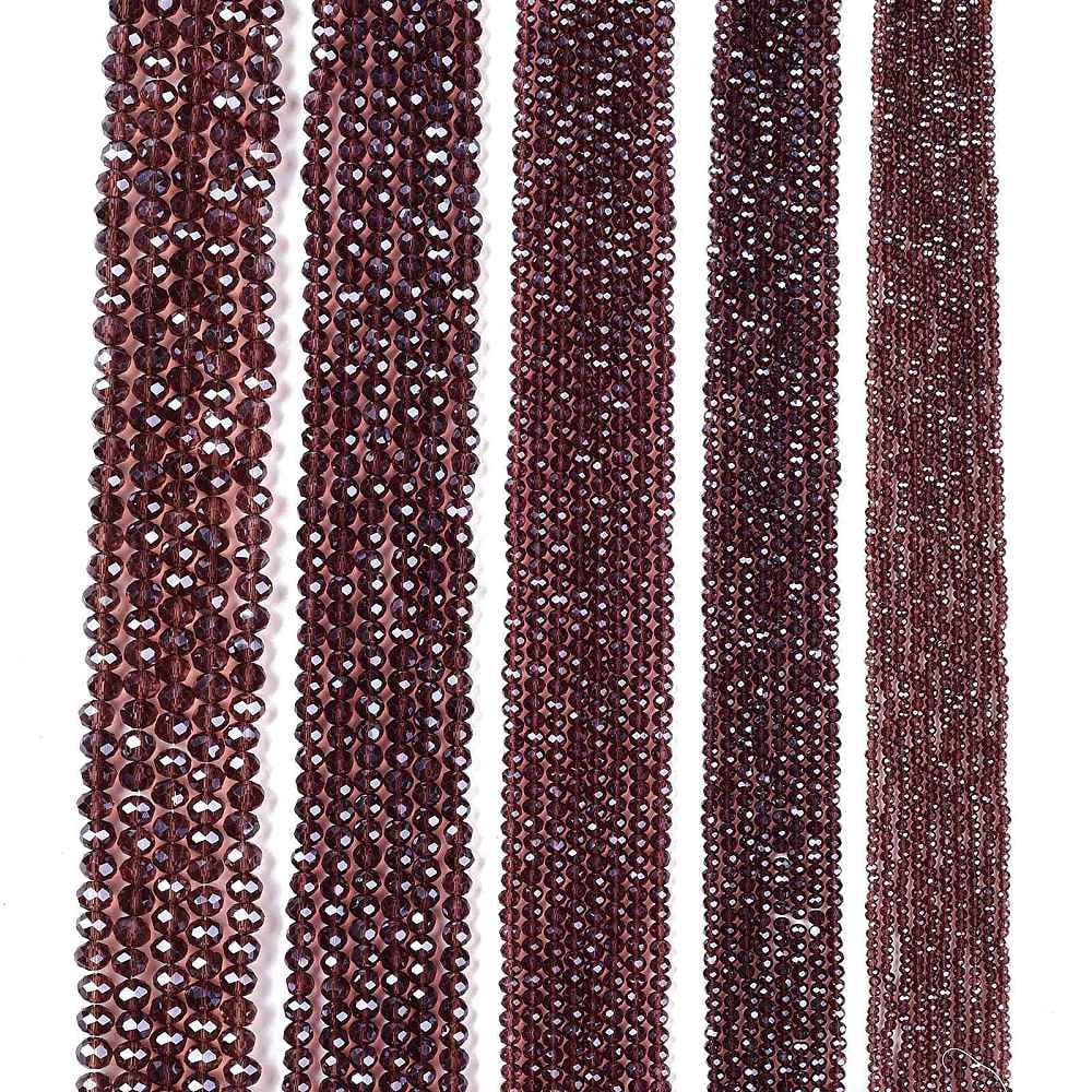 Electroplate Glass Beads Strands Pearl Luster Plated Faceted Rondelle Old Rose 8x6mm Hole: 1mm about 64~65pcs/strand 40~41cm
