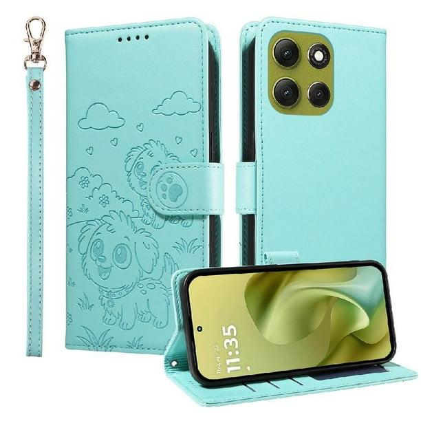Funda Cartera GANGXUN con Diseño de Perrito en Relieve para Motorola Moto G86 5G , Protección 360° con Ranuras y Correa Desmontable