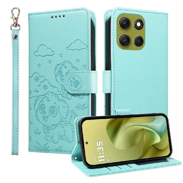 Funda Cartera GANGXUN con Diseño de Perrito en Relieve para Motorola Moto G86 5G , Protección 360° con Ranuras y Correa Desmontable