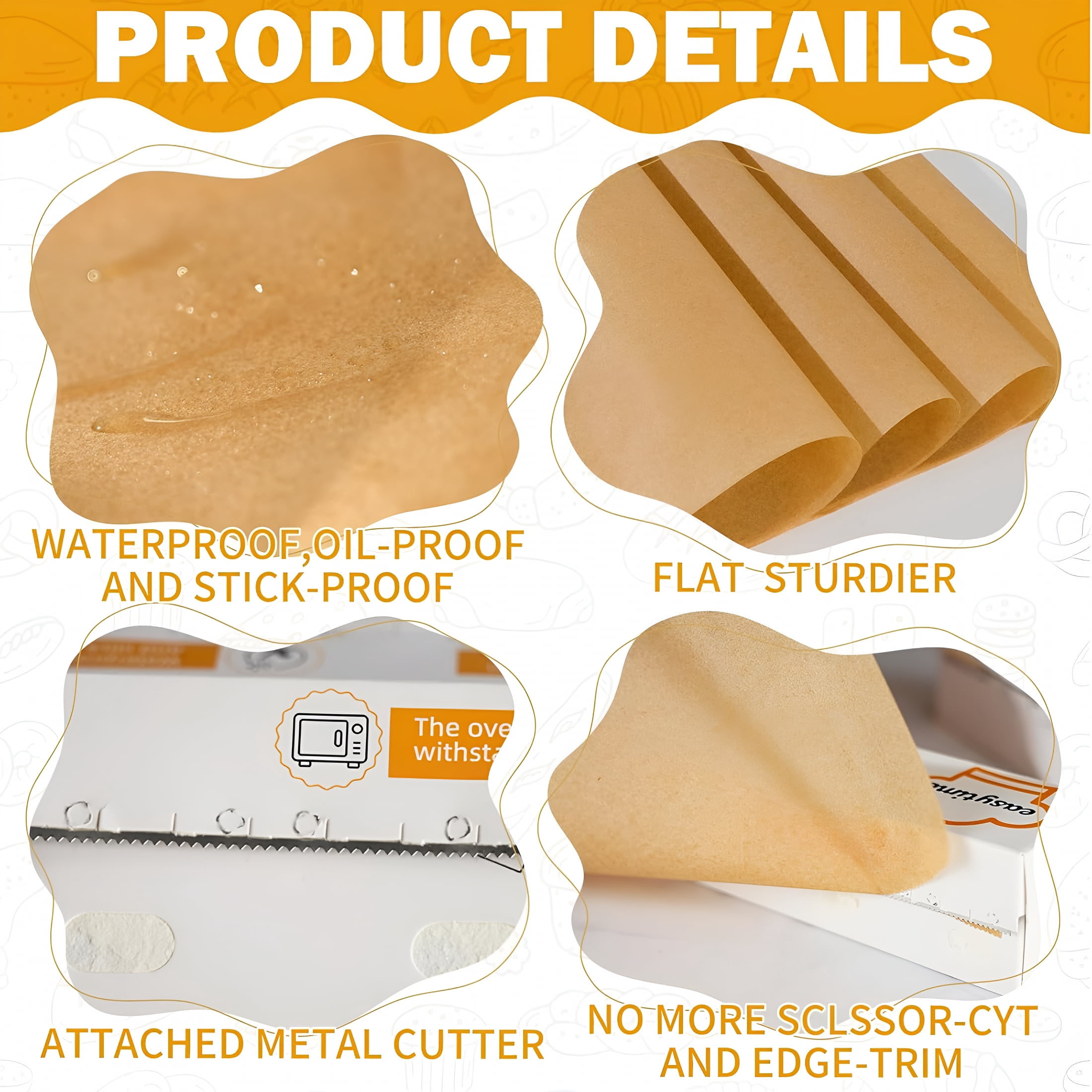 CCOCC Unbleached Parchment Paper Roll for Baking 12In X 98Ft,3 Pack of 12In X 32.8Ft,Parchment Paper Built in Metal Cutter,Non Stick for Baking,Grilling,Air Fryer,Meal Prep,Pans and Oven