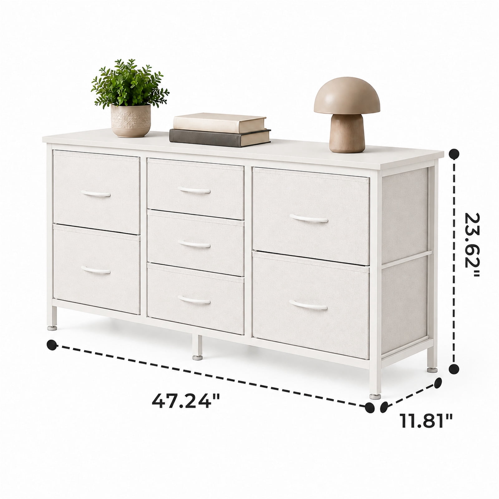 Alvantor 7 Drawer Fabric Dresser, Clothes Organizer Storage Tower for Bedroom, Chest of Drawers with Wooden Top, Metal Frame for Bedroom TV Stand