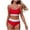 Red, variant on 2 Piece Sporty Swimsuits for Women Scoop Neck Swim Top & High Waisted Bottom Adjsutable Straps Bathing Suits (XL, Black)