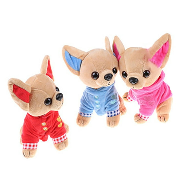 Soft Toy Chihuahua Dog with Yellow Shirt & Red Lead (24cm) 7548