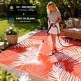 thumbnail image 3 of 8'x10' Outdoor Rugs for Patios, Yamaziot Patio Rug RV Mats, Waterproof Reversible Plastic Straw Camping Rug for Deck Porch Balcony Beach Tropical, Orange, 3 of 9