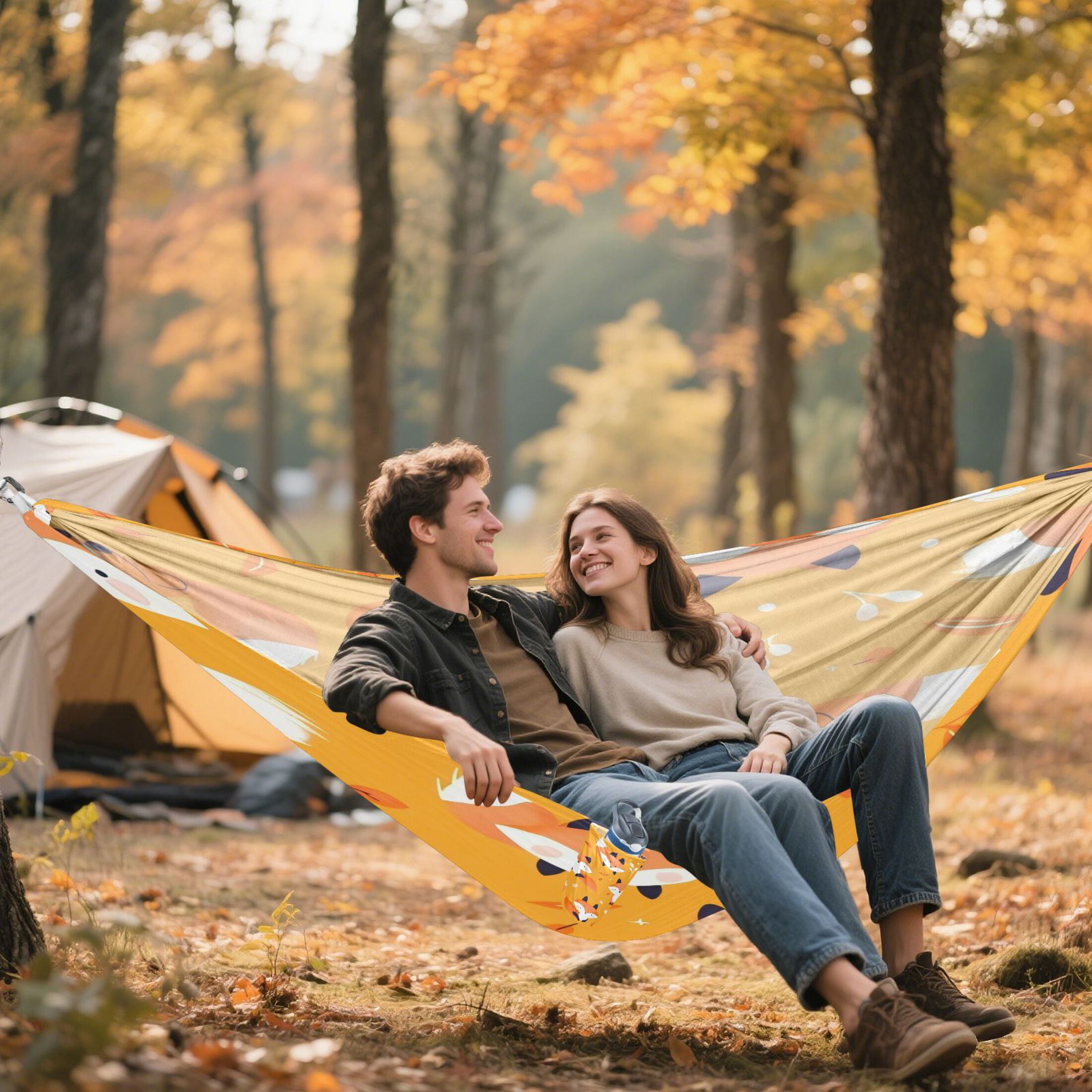 Hammock Camping Hammock Nylon Portable Hammock Travel Camping Hammock Orange Cartoon Fox