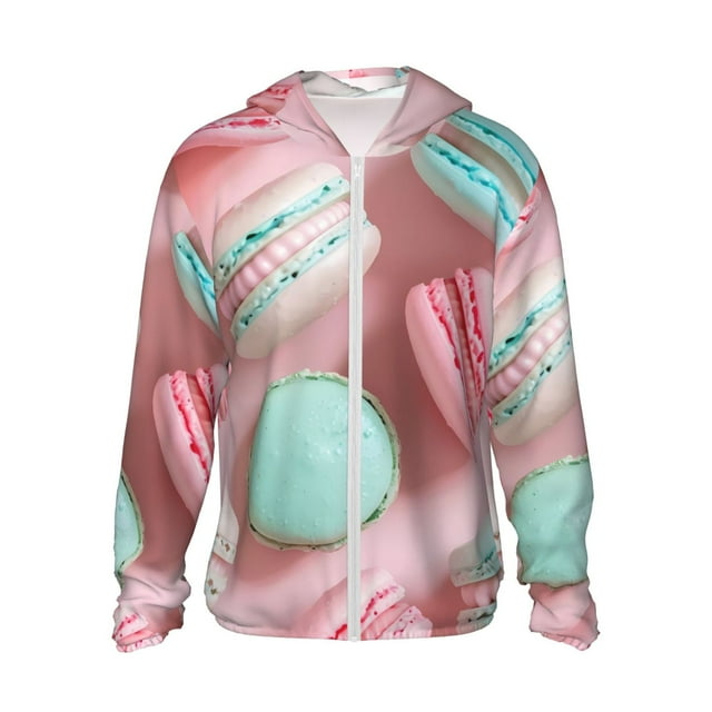 Disketp Macarons Pastel Délice pour Hommes Protection Solaire Chandail à Capuchon Performance Manches Longues Pêche Extérieur Léger-TTG