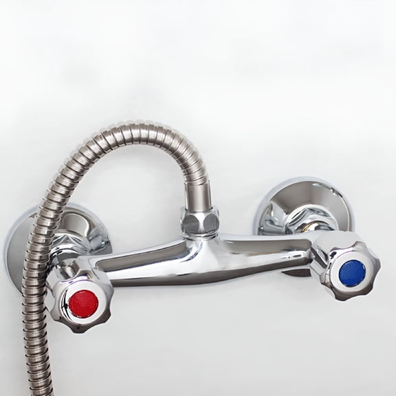 ZEPARO Bathroom Shower Mixer Wall Mount Hot Cold Water Showering Faucet Temperature Control Valve Twin Outlet Chrome