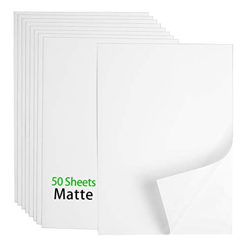 premium printable vinyl sticker paper 50 matte white waterproof decal paper sheets for inkjet printer standard letter size 8 5 x11 walmart com