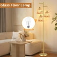 thumbnail image 3 of Gold Floor Lamp for Living Room,Bedroom,Tree 3 Light Standing Lamp Mid Century Modern Brass Tall Floor Lamps Vintage Retro Floor Lights Glass Green Flower Lamp Shade Farmhouse Boho Bohemian, 3 of 17
