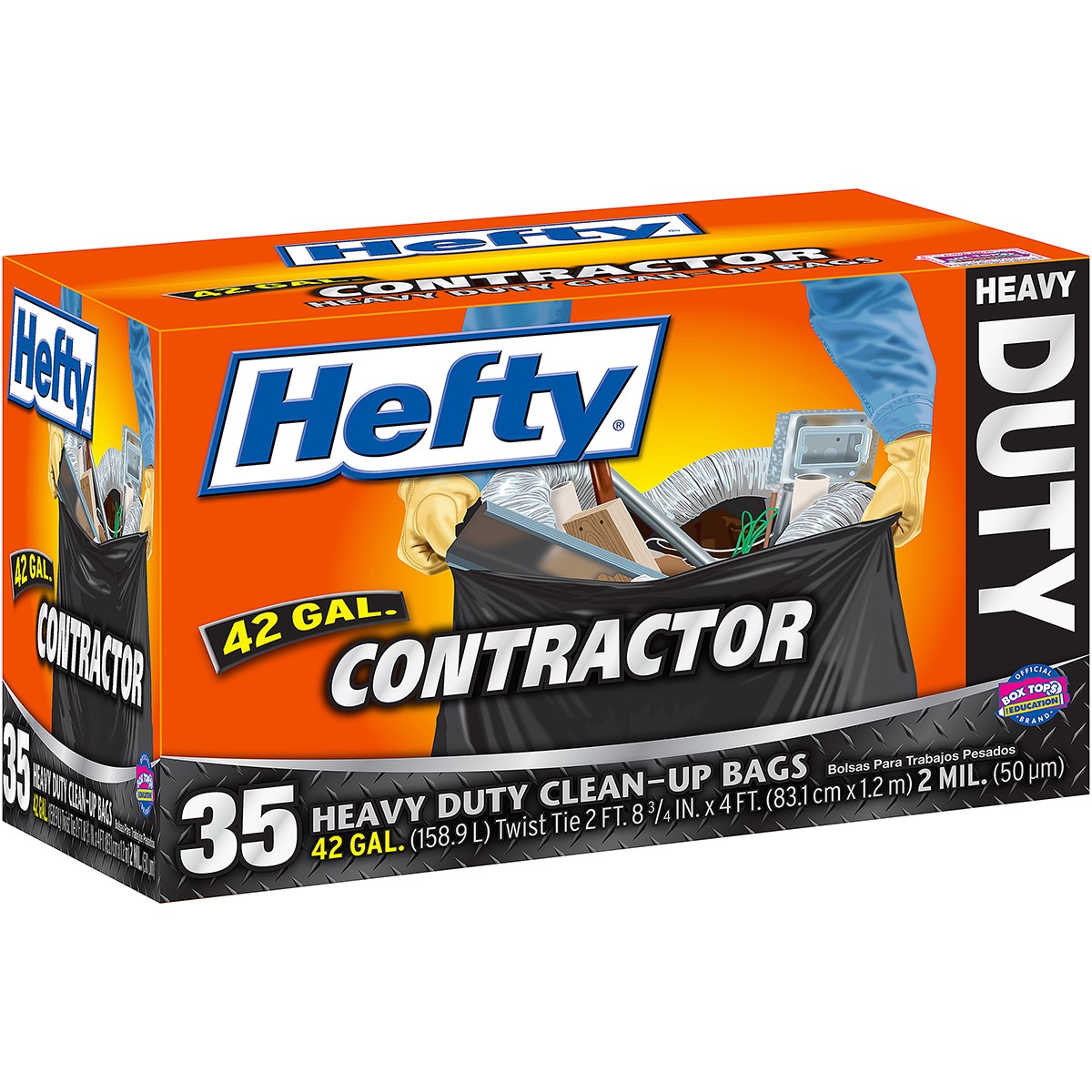 Hefty Heavy Duty Contractor Trash Bag, 42 Gallon, 35 Count 13700242359