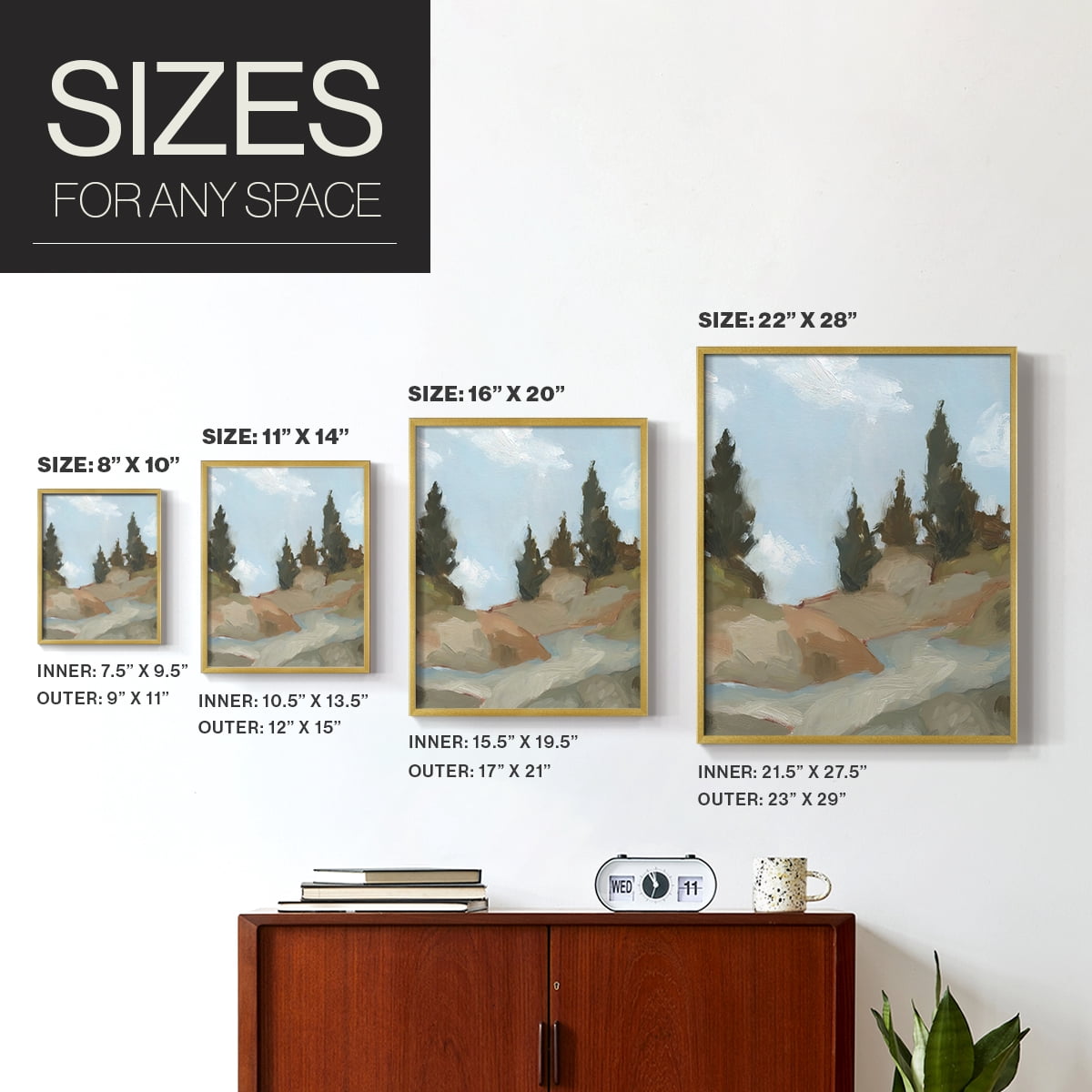 West Fork Hiking Trail II Framed Print in Gold Solid Wood 22 x 28 Framed Print