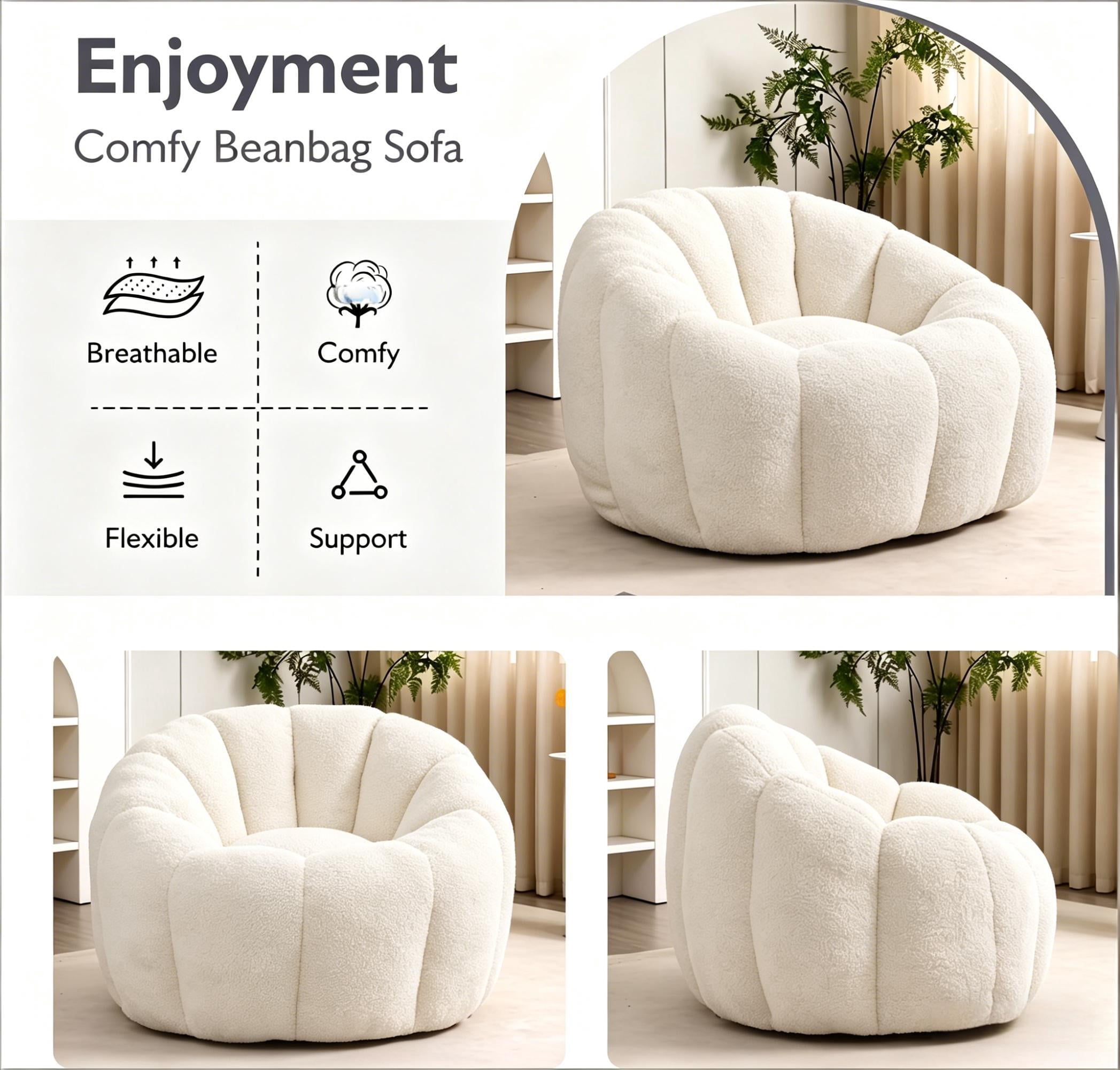 Howcool Bean Bag Sofa Chair with Armrests for Adults, High-Density Foam Lazy Sofa for Living Room Bedroom Reading