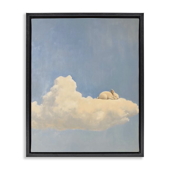 Stupell Industries Eclectic Sleeping Bunny on Cloud Black Floating Frame Canvas Art, 17 x 21, by The Prints Vibe