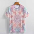 thumbnail image 3 of Kaleidoscope Mandala Colorful Floral Boho Women's Short Sleeve T-Shirt Crew Neck Casual Summer Trendy Loose Fit Tops, 3 of 6
