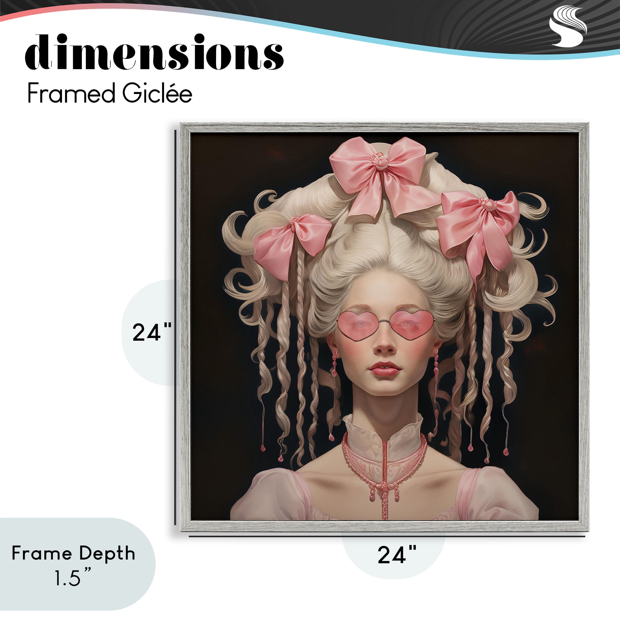 Stupell Industries Rococo Woman Opulent Ribbons Gray Framed Giclee Art, design by Grotto Studios