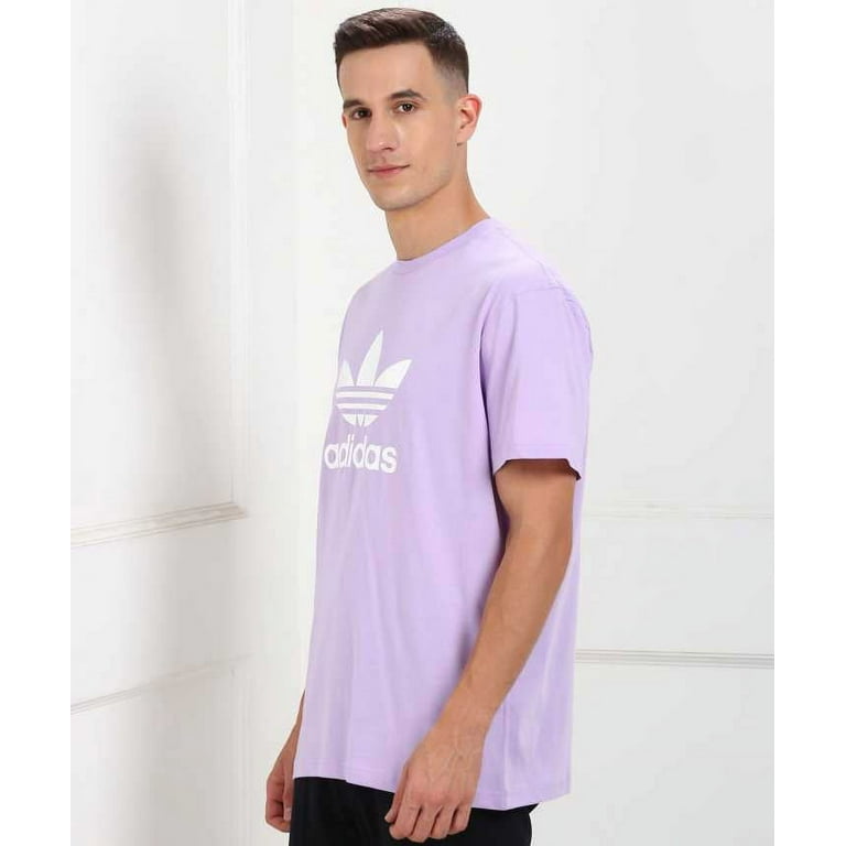 ADIDAS Mens Purple Logo Graphic Short Sleeve Classic T-Shirt S