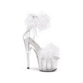 thumbnail image 2 of ADORE-724F, 7" Heel 2 3/4" Platform Marabou Fur Ankle Cuff Sandal Back Zip, 2 of 2