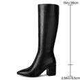 thumbnail image 2 of Botas hasta la rodilla wetkiss de piel negra para mujer con tacón de 6,5 cm, 2 of 7