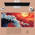 thumbnail image 3 of Alfombrilla de ratón con diseño de olas grandes de Japón, alfombrilla grande para ratón y teclado para ordenador de juegos, 3 of 5