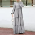 thumbnail image 5 of ZANZEA Muslim Dresses for Women Vintage Puff Sleeve Buttons Patchwork Maxi Dress, 5 of 6