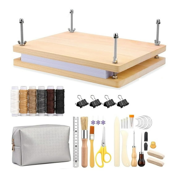 Book Binding Kits Wooden Book PressMaterials Bookbinding Supplies for DIY Awl Waxed Thread Bone Folder