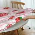 thumbnail image 4 of YFYANG Round Fitted Table Cloth, Waterproof Pink Striped Watercolor Strawberry Pattern Polyester Table Cover, Indoor Outdoor Decorative Tablecloths with Elastic Edge, 4 of 7