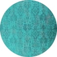 thumbnail image 1 of Ahgly Company Indoor Round Oriental Turquoise Blue Industrial Area Rugs, 8' Round, 1 of 4