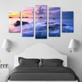 thumbnail image 3 of Juego de Cuadros Decorativos, Playa Costa Violeta y Estilo Onírico, 5 Piezas, Ideal para Recámara y Sala, 150x80cm, 3 of 5