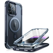 i-Blason Ares Mag for iPhone 15 Pro Max Case [6.7 inch] with Screen Protector, [Compatible with MagSafe] Clear Slim Full-Body Shockproof Rugged Bumper Case (Navy)