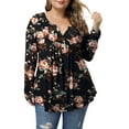 thumbnail image 4 of VERABENDI Women's Plus Size Tops Blouses Long Sleeve Button Up V-neck Tunic Shirts, M-4XL, 4 of 5